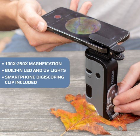 Carson MicroFlip LED UV Pocket Microscope 100x-250x
