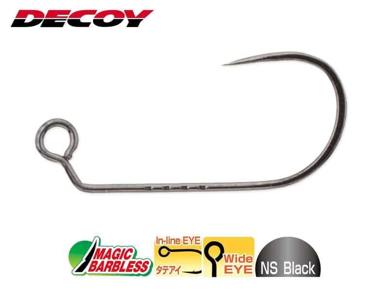 Hameçons Simples Decoy AH-12 Jiggy Barbless - Taille 8 - Lot De 10 - Argent