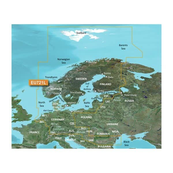 BlueChart VEU721L-GR depth map Northern Europe