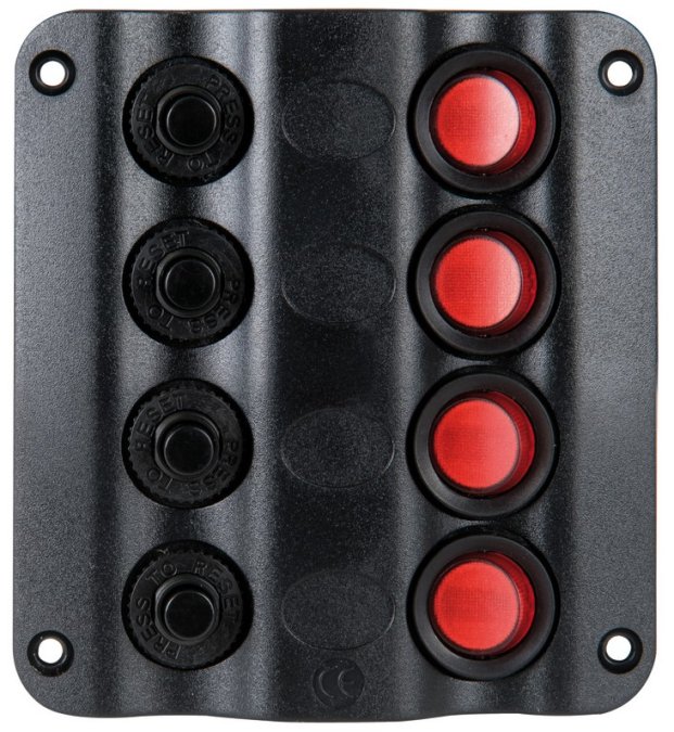 Switch panel Osculati with 4 switches and fuses 4Ax1 + 6Ax1 + 8Ax1 ...