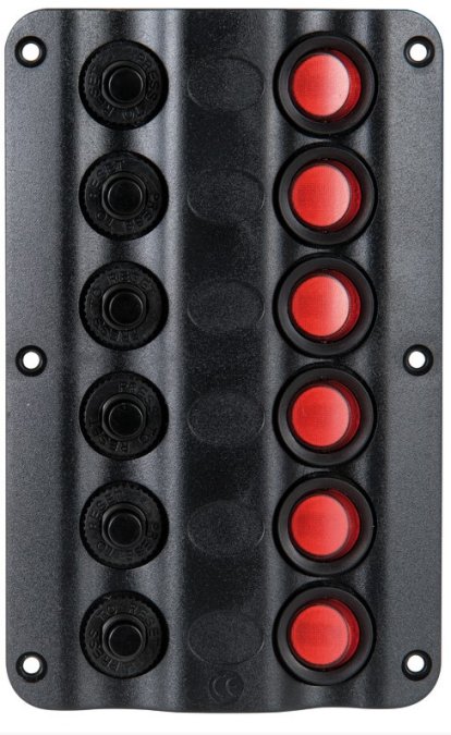Switch panel OSCULATI with 6 switches and fuses 5Ax2 + 6Ax2 + 8Ax1 ...