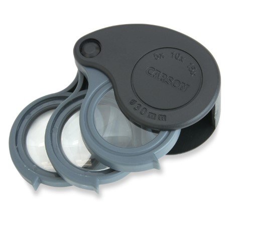 Carson TriView Folding Loupe Magnifier Set 5x/10x/15x